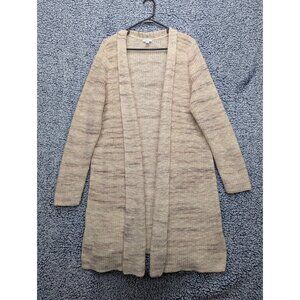 J. Jill Pure Jill Cardigan Size XL Wool Blend Knit Long Open Front Boho Beige